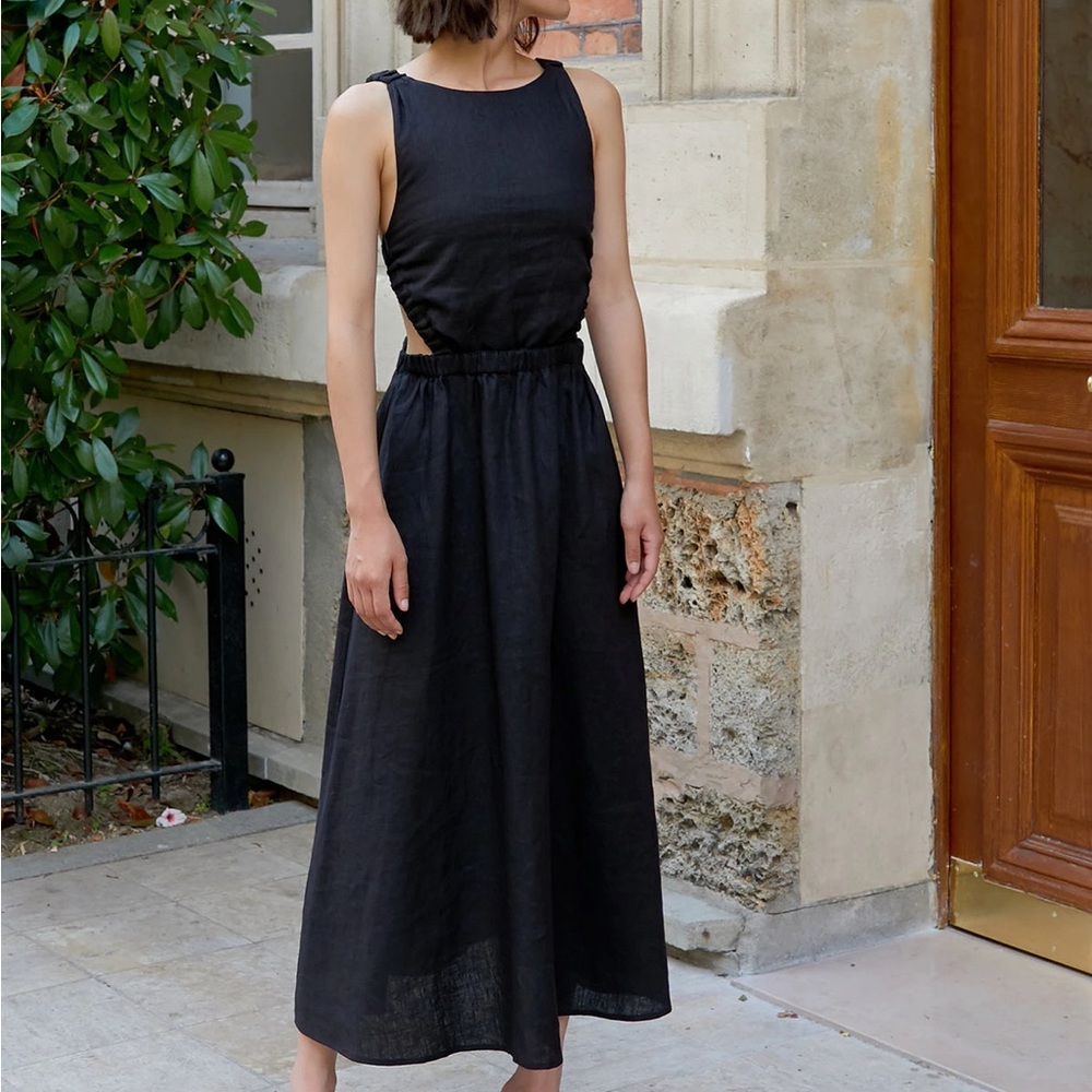 Pixie Market | Beatrice Black Linen Dress Size Small 🖤